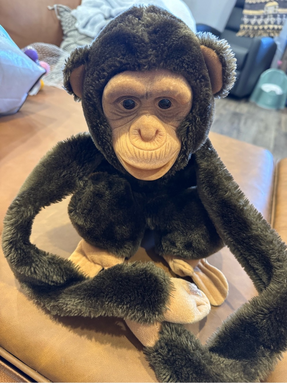 This is a HOSUNG brand realistic chimpanzee hand puppet from 1994.